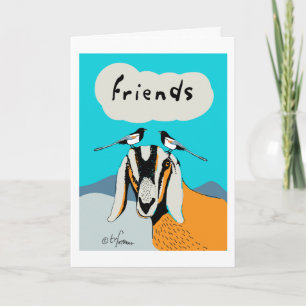 Cartão Goat with magpie friends.