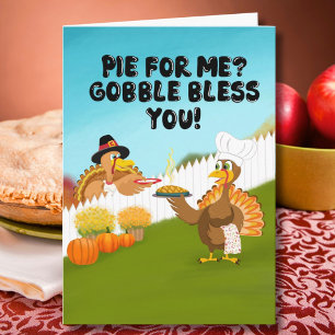 Cartão Gobble Abençoado Você Funny Turkey's Dia de Ação d