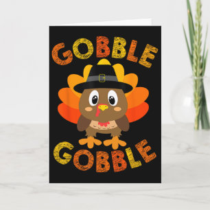 Cartão Gobble Turkey Pequenos Meninos Meninas Crianças Aç