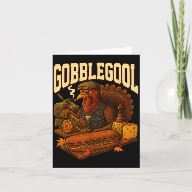 Cartão Gobbol Turkey Gobble Gool Thanksgiving Retro  (Frente)