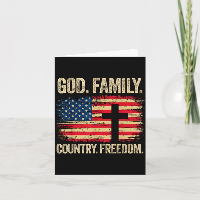 Cartão God Family Country Dom Usa Flag Cross  (Frente)