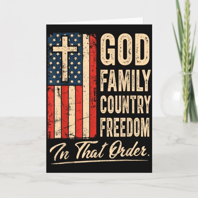 Cartão God Family Country Freedom In That Order Usa Flag  (Frente)