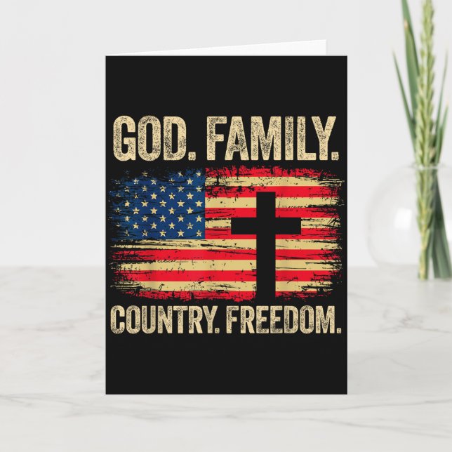 Cartão God Family Country Freedom Usa Flag Cross  (Frente)