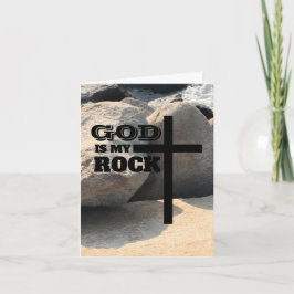 Cartão God is My Rock Bible Verse Black Cross Christian