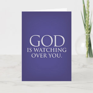 Cartão God is Watching Over You. Violet greeting card.