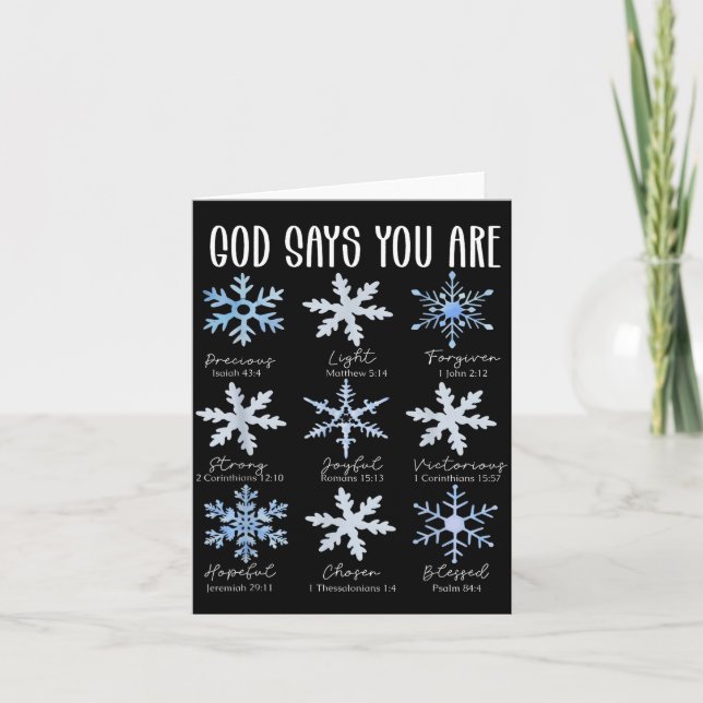 Cartão God Says You Are Christian Snowflake Christmas Bib (Frente)