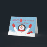 Cartão Godchild Baby First Christmas Snowman<br><div class="desc">Sua doce Filha,  ficará encantada,  assim como este boneco de neve está encantado com a alegria da neve! Deseje a ela um feliz primeiro Natal,  enquanto você envia suas bênçãos.</div>