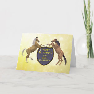 Cartão Goddaughter, a birthday card with rearing horses