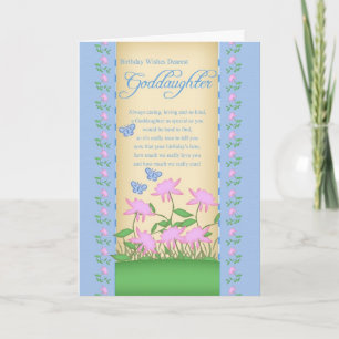Cartão goddaughter birthday card flowers and butterflies