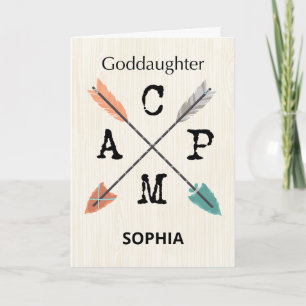 Cartão GodFilha Camp Personalizar Setas de Nome