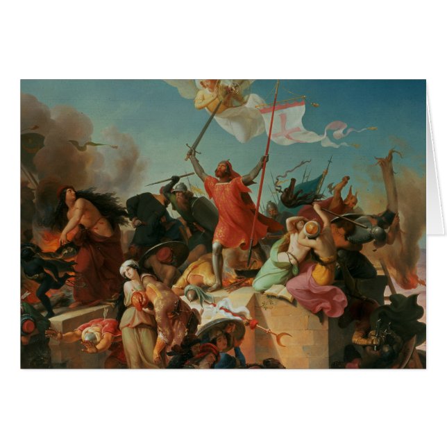 Cartão Godfrey de Caldo, cruzado francês (Frente Horizontal)