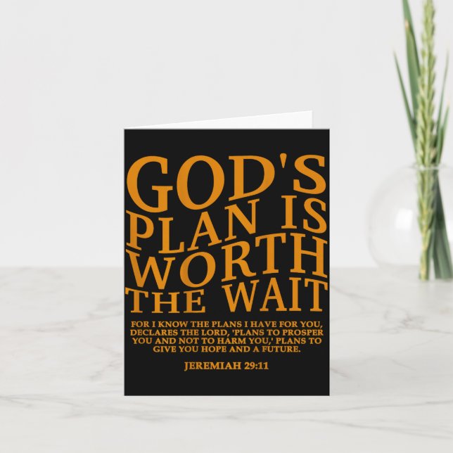 Cartão God's Plan Worth Wait Christian Scripture Design (Frente)