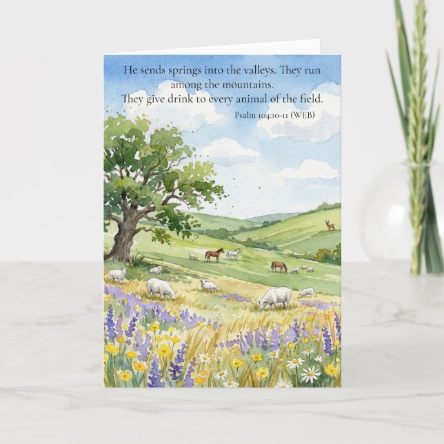 Cartão God's Provision: Psalm 104:10-11  (Frente)