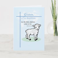 Godson Baptism Lamb em Azul