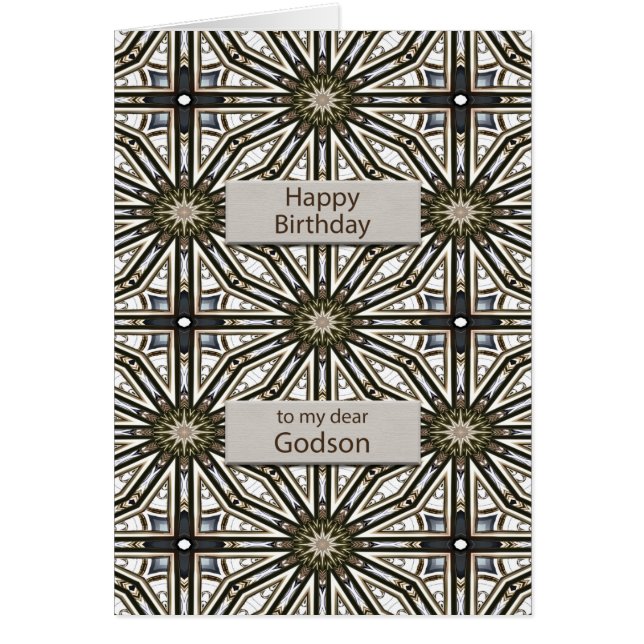 Cartão Godson Birthday Abstrato Mandala Design (Frente)