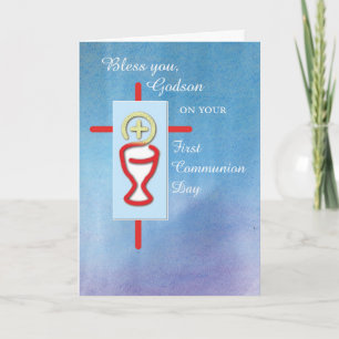 Cartão Godson, First Holy Communion, Blue