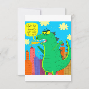 Cartão Godzilla Questiona a Vida