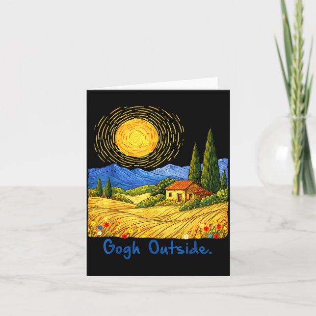 Cartão Gogh Outside Nature Lover Graphic Tee Funny Art Pu (Frente)