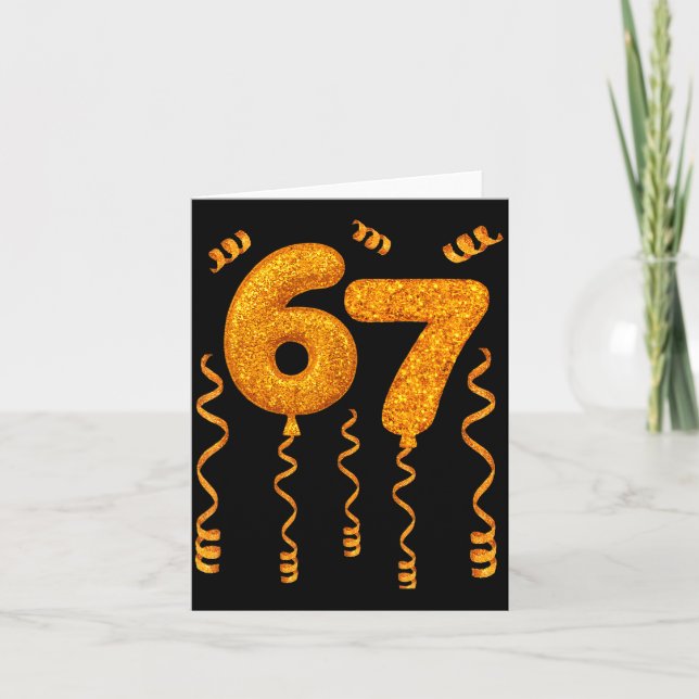 Cartão Gold 67 Party Balloons Funny 67 Meme Christmas 67  (Frente)