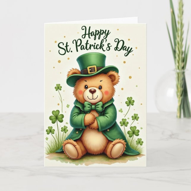 Cartão Gold Glitter St Patricks Day Card (Frente)