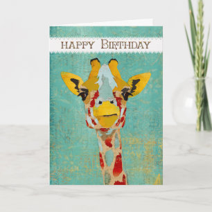 Cartão Gold Peeking Giraffe Birthday Card
