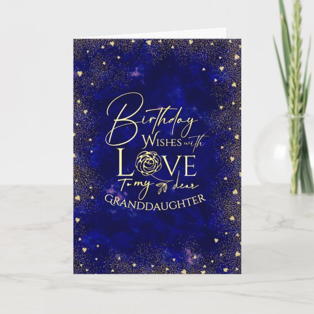 Cartão Gold Text Night Sky Birthday Granddaughter Photo (Frente)
