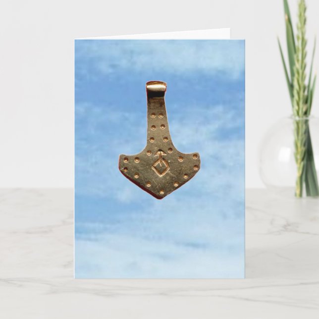 Cartão Gold Thor Hammer clouds greeting card (Frente)