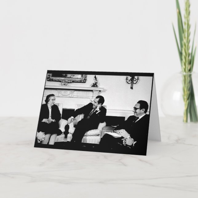 Cartão Golda Meir, presidente Nixon, & Henry Kissinger (Frente)