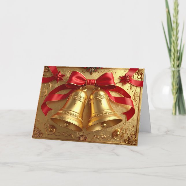 Cartão Golden Bells Holiday Card (Frente)