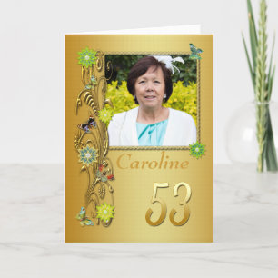 Cartão Golden Garden 53rd Photo Birthday Card