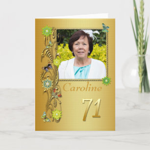 Cartão Golden Garden 71st Photo Birthday Card