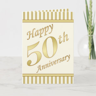 Cartão Golden Happy 50th Anniversary Card - Stripes