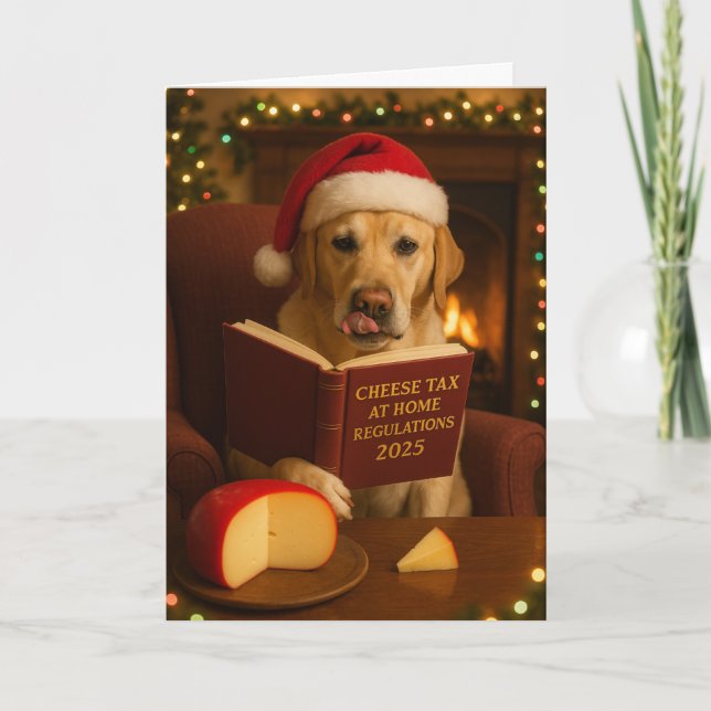 Cartão Golden Labrador Cheese Tax Christmas Holiday card (Frente)