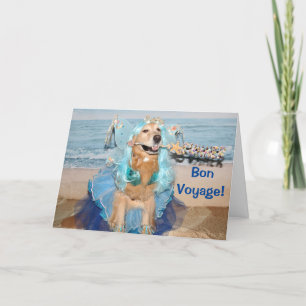 Cartão Golden Retriever Bon Voyage Beach Fairy
