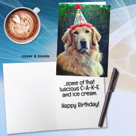 Cartão Golden Retriever & Chapéu de Festa com Feliz Anive