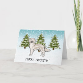 Cartão Golden Retriever Creme Azul Natal Feliz