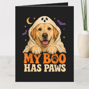 Cartão Golden Retriever Halloween Patas Assustadoras