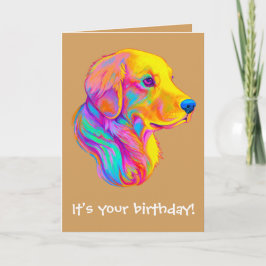 Cartão Golden retriever no feliz aniversario das cores