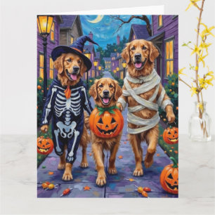 Cartão Golden Retriever Trick-or-Treating no Halloween
