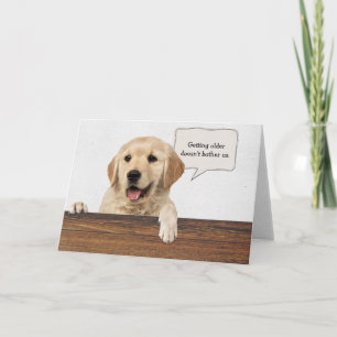 Cartão golden retriever with funny birthday text bubble
