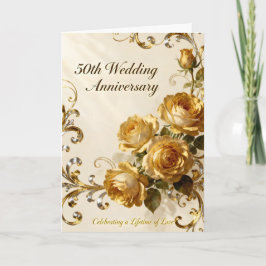 Cartão Golden Roses 50th Wedding Anniversary