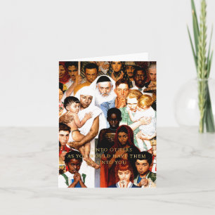 Cartão Golden Rule (Do unto others) by Norman Rockwell