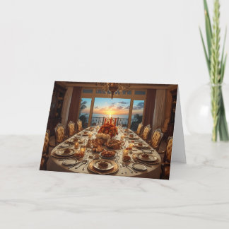 Cartão 🌅 Golden Sunset Gathering – Thanksgiving Card