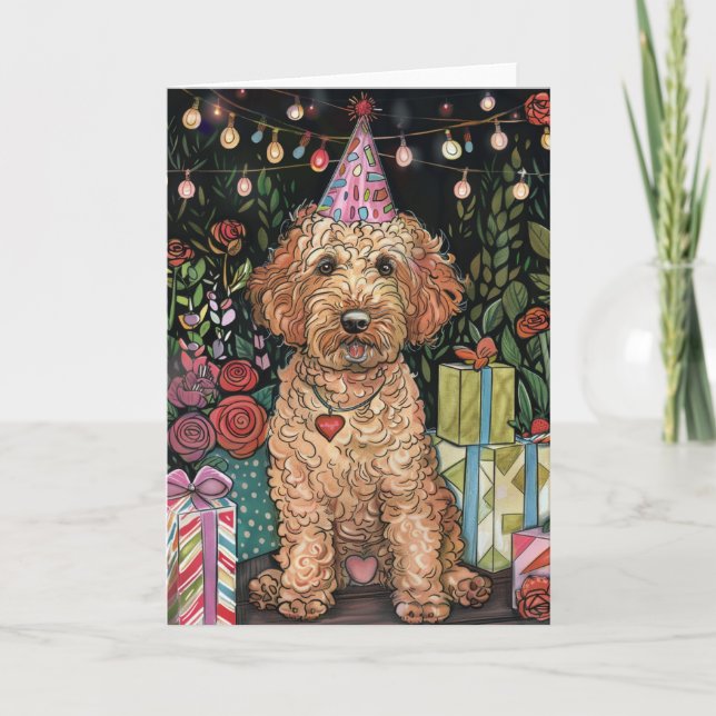 Cartão Goldendoodle Birthday (Frente)