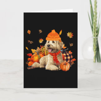 Cartão Goldendoodle Cachorro Outono Cachecol Leopardo Abó
