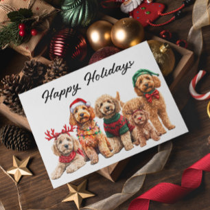 Cartão Goldendoodle Cão Férias de Natal