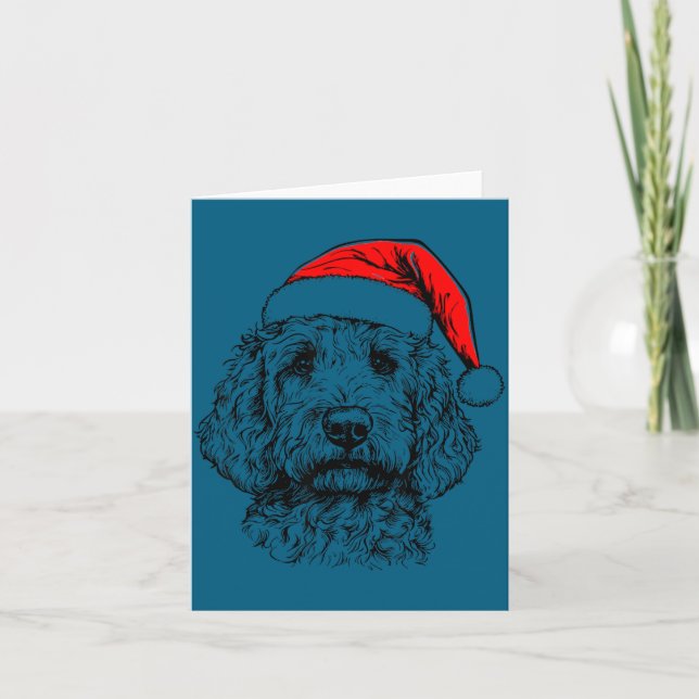 Cartão Goldendoodle Christmas Santa Hat Xmas Pajama Golde (Frente)