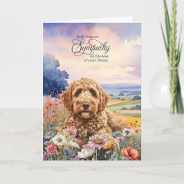 Cartão Goldendoodle Dog Field of Wildflowers Pet Sympathy