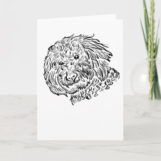 Cartão Goldendoodle Dog Line art (Frente)