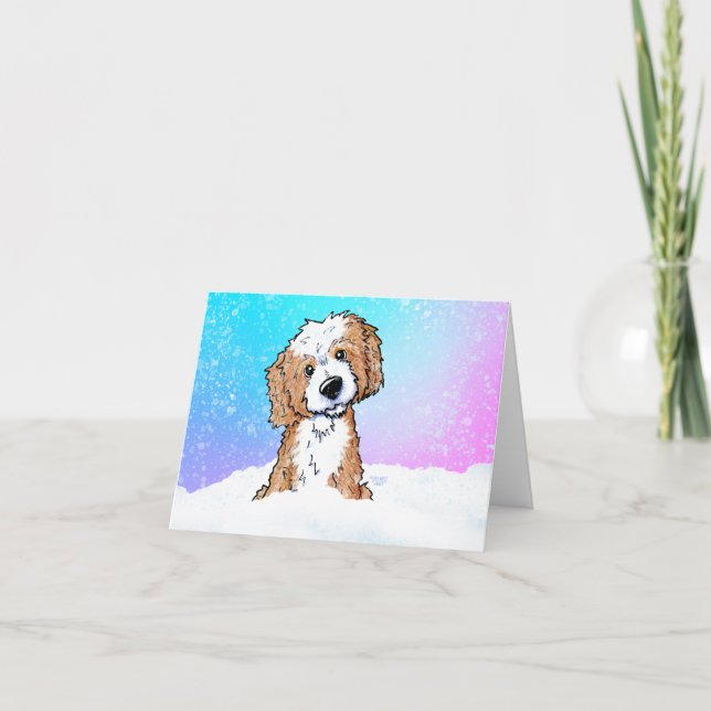 Cartão Goldendoodle Dourado  (Frente)